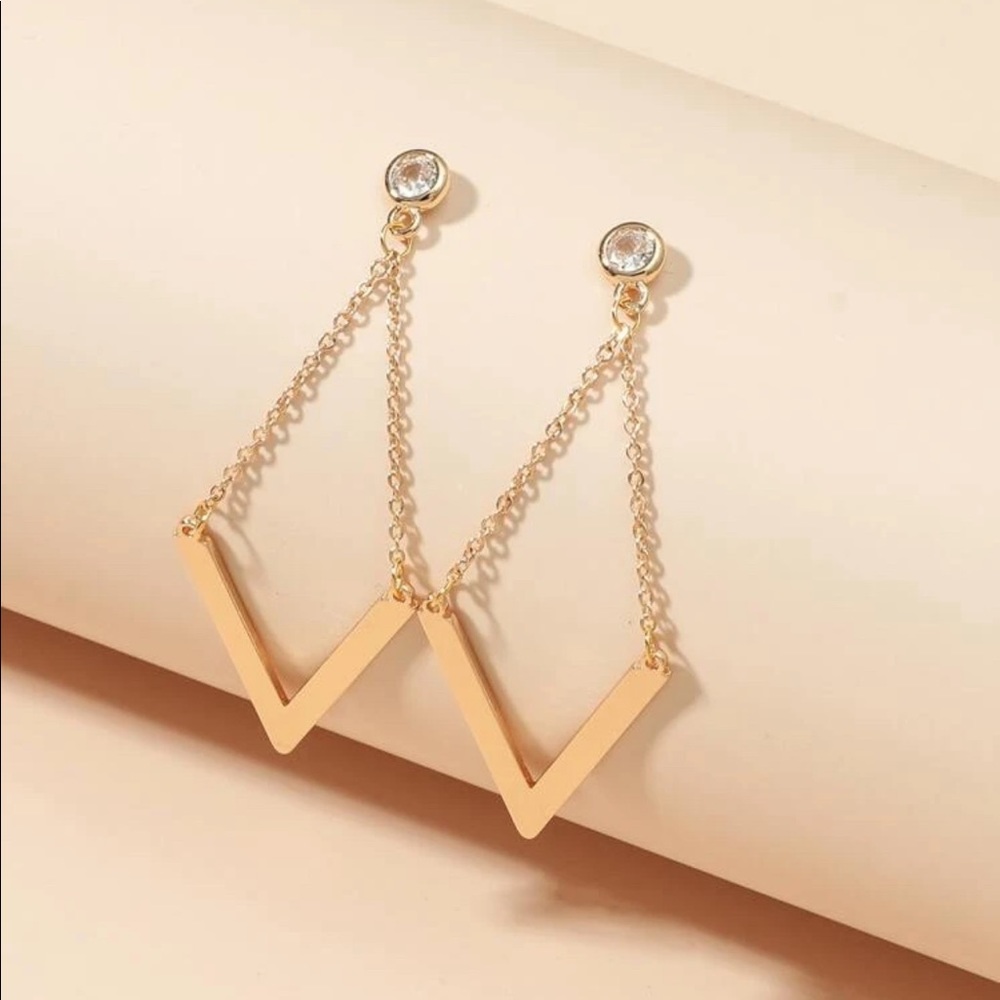 Geometric Design Drop Earrings - Picture 3 of 3